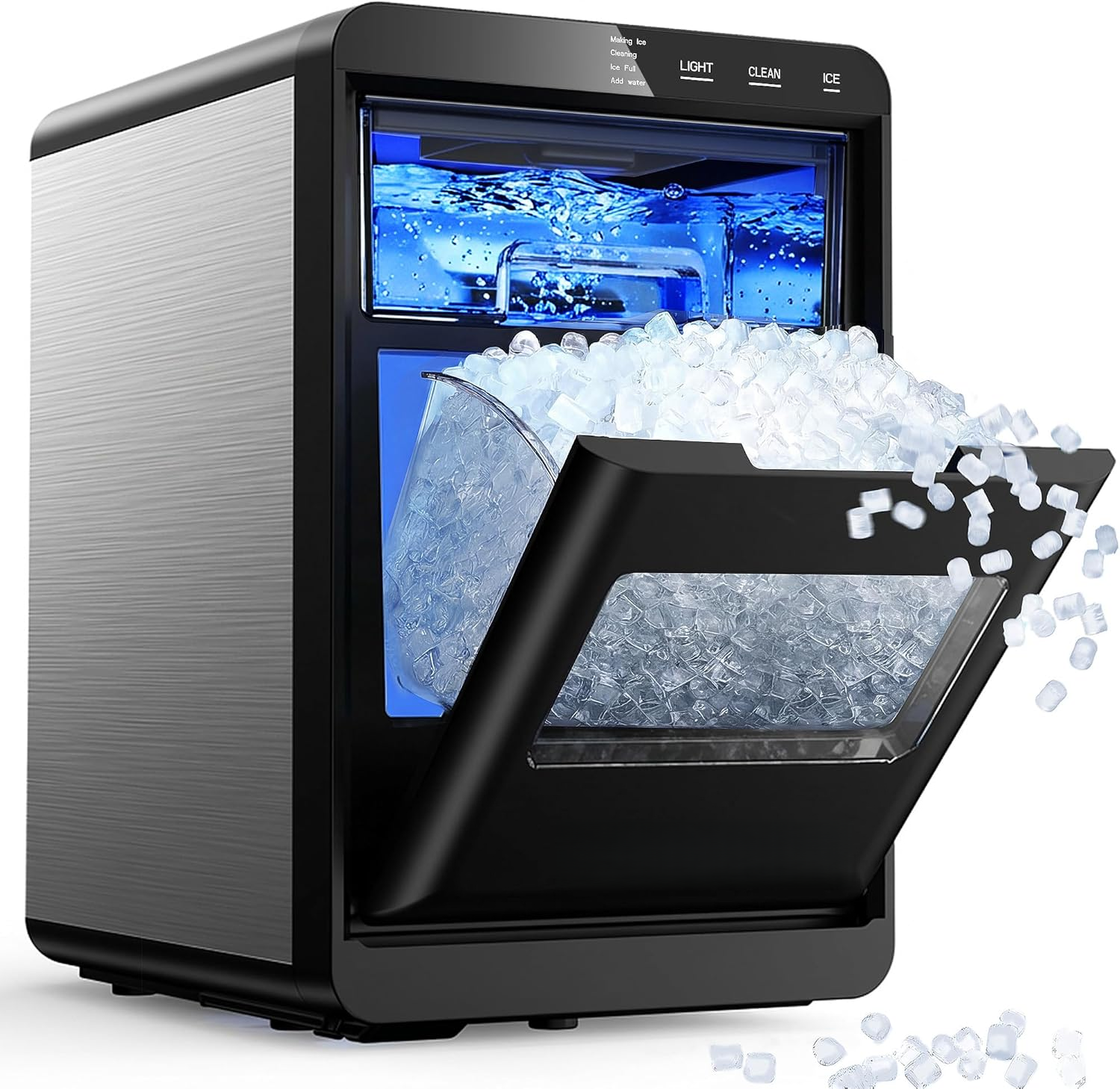 Limited Time 50% Discount | 40Lbs/24H Countertop Nugget Ice Maker, Self‑Cleaning Portable Ice Machine for Home Kitchen Office