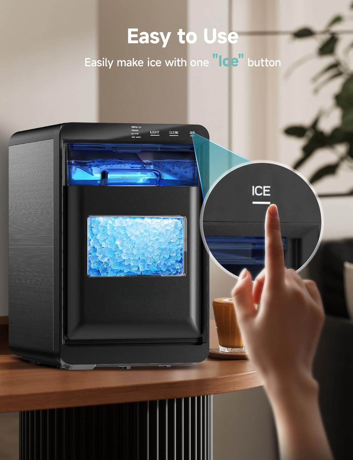 Limited Time 50% Discount | 40Lbs/24H Countertop Nugget Ice Maker, Self‑Cleaning Portable Ice Machine for Home Kitchen Office