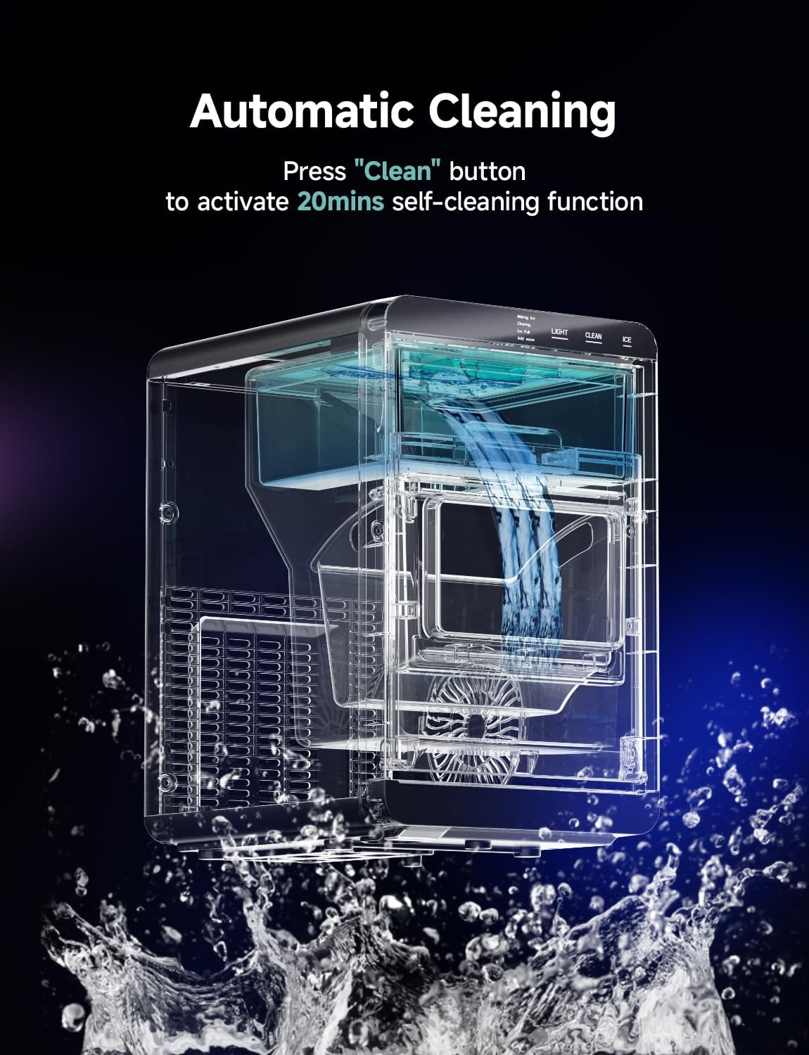 Limited Time 50% Discount | 40Lbs/24H Countertop Nugget Ice Maker, Self‑Cleaning Portable Ice Machine for Home Kitchen Office