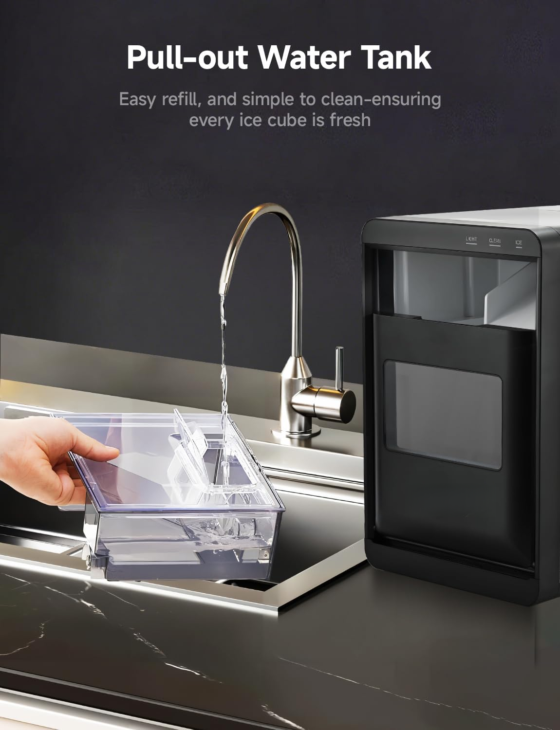 Limited Time 50% Discount | 40Lbs/24H Countertop Nugget Ice Maker, Self‑Cleaning Portable Ice Machine for Home Kitchen Office