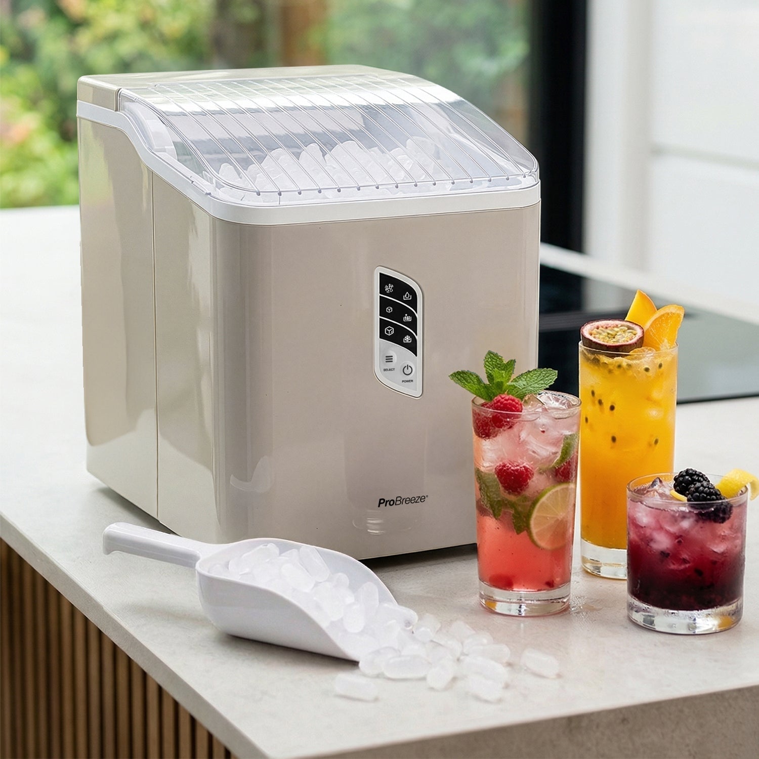 Countertop Ice Cube Maker - 2L Self-Cleaning Machine With 15kg Daily Output - Pebble