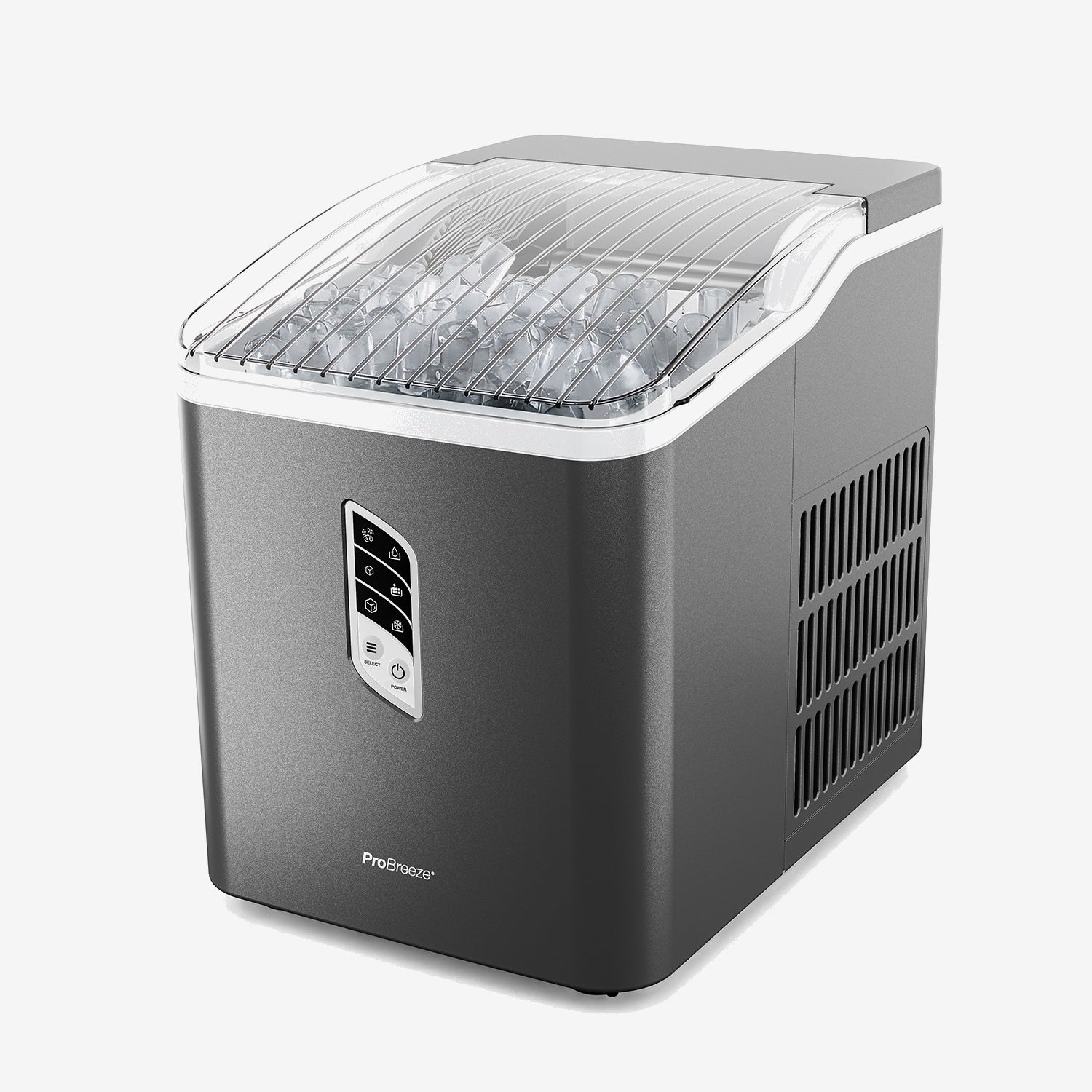 Countertop Ice Cube Maker - 2L Self-Cleaning Machine With 15kg Daily Output - Grey