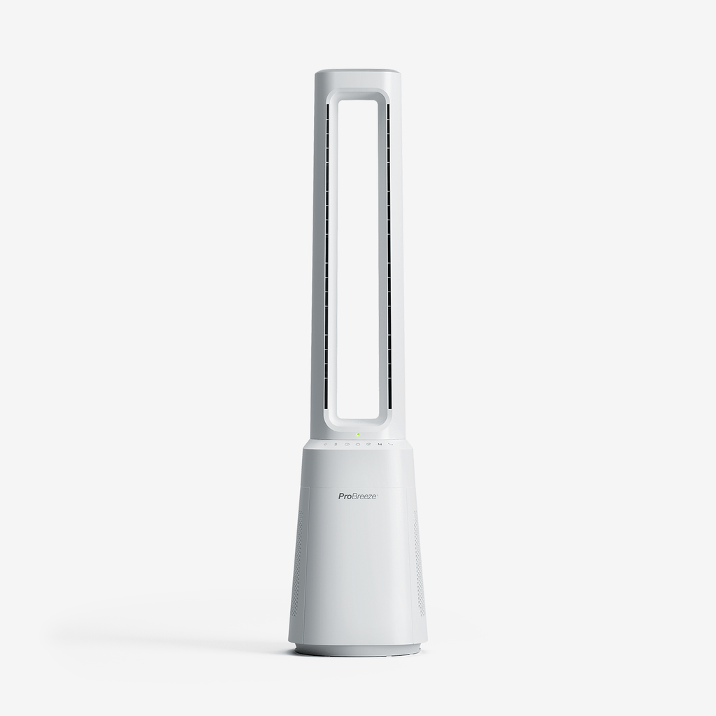 OmniAir 41" Premium Bladeless Tower Fan and Air Purifier - White