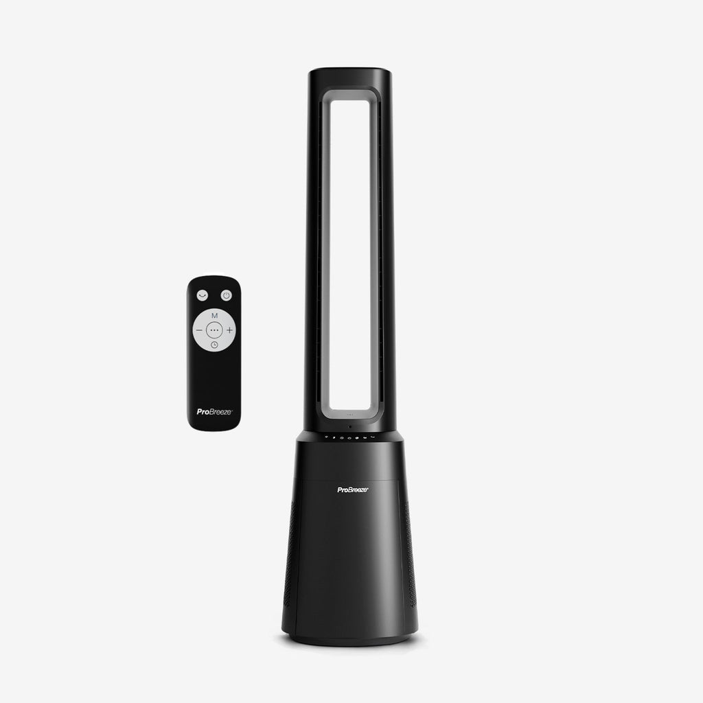 OmniAir 41" Premium Bladeless Tower Fan and Air Purifier - Black