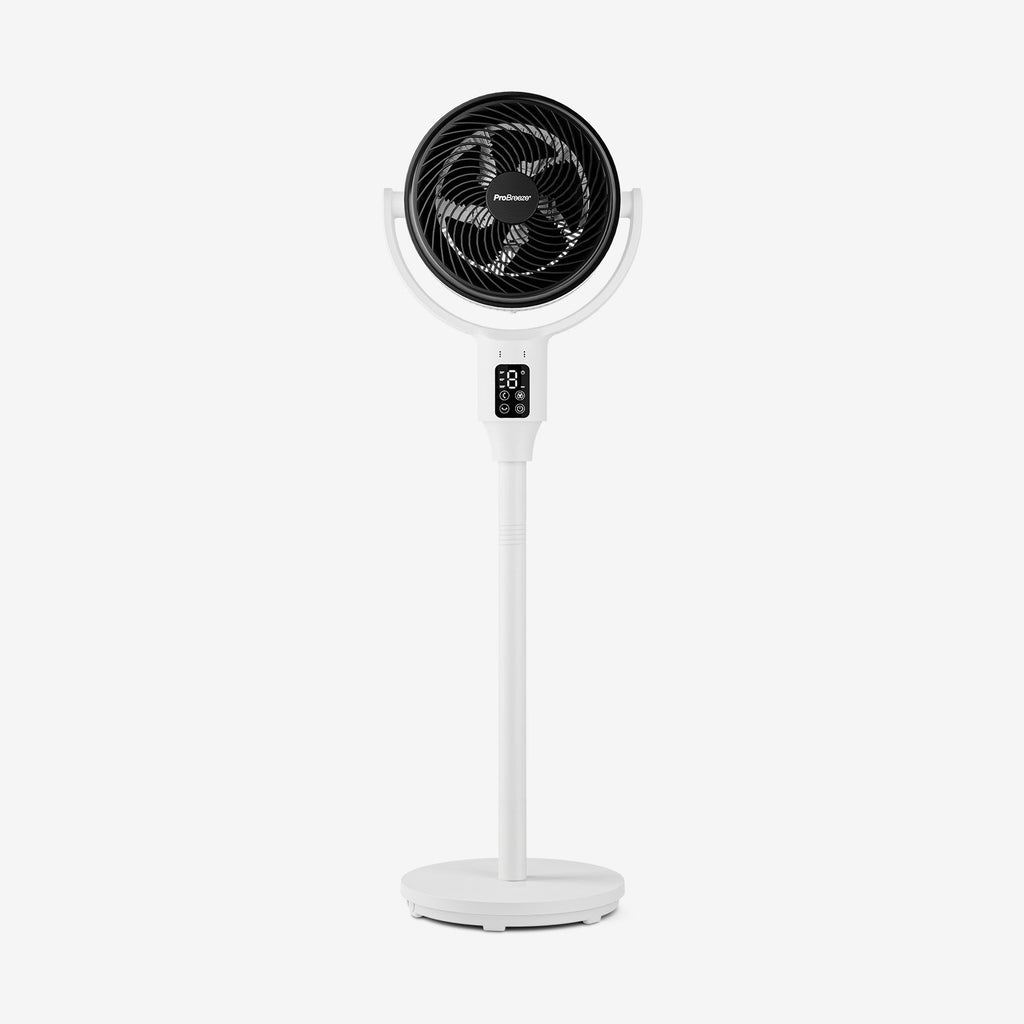 AirFlo™ 43" Hybrid Pedestal Fan - Ultra-Quiet Air Circulator - White/Black