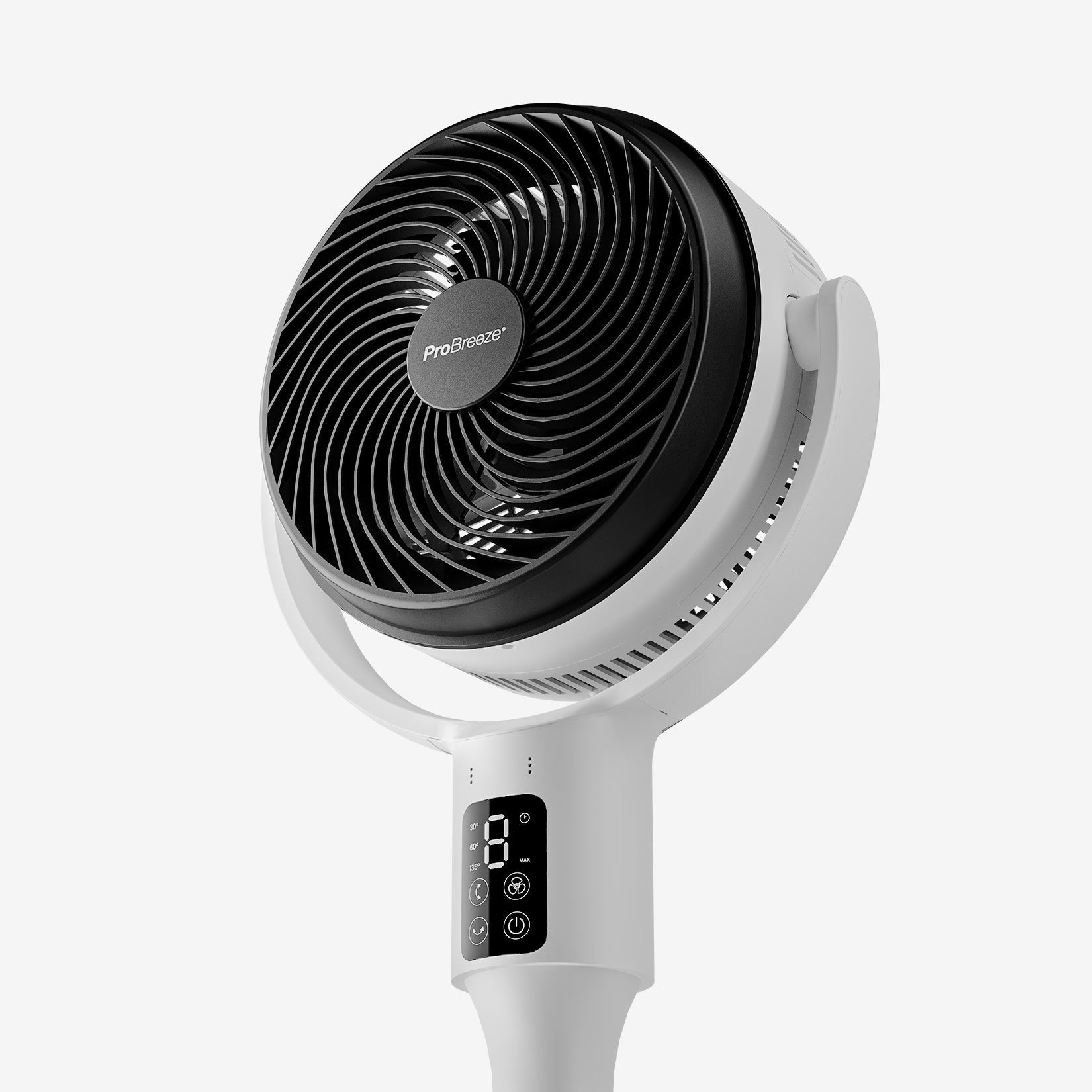 AirFlo™ 43" Smart Hybrid Pedestal Fan - Ultra-Quiet Air Circulator - White/Black