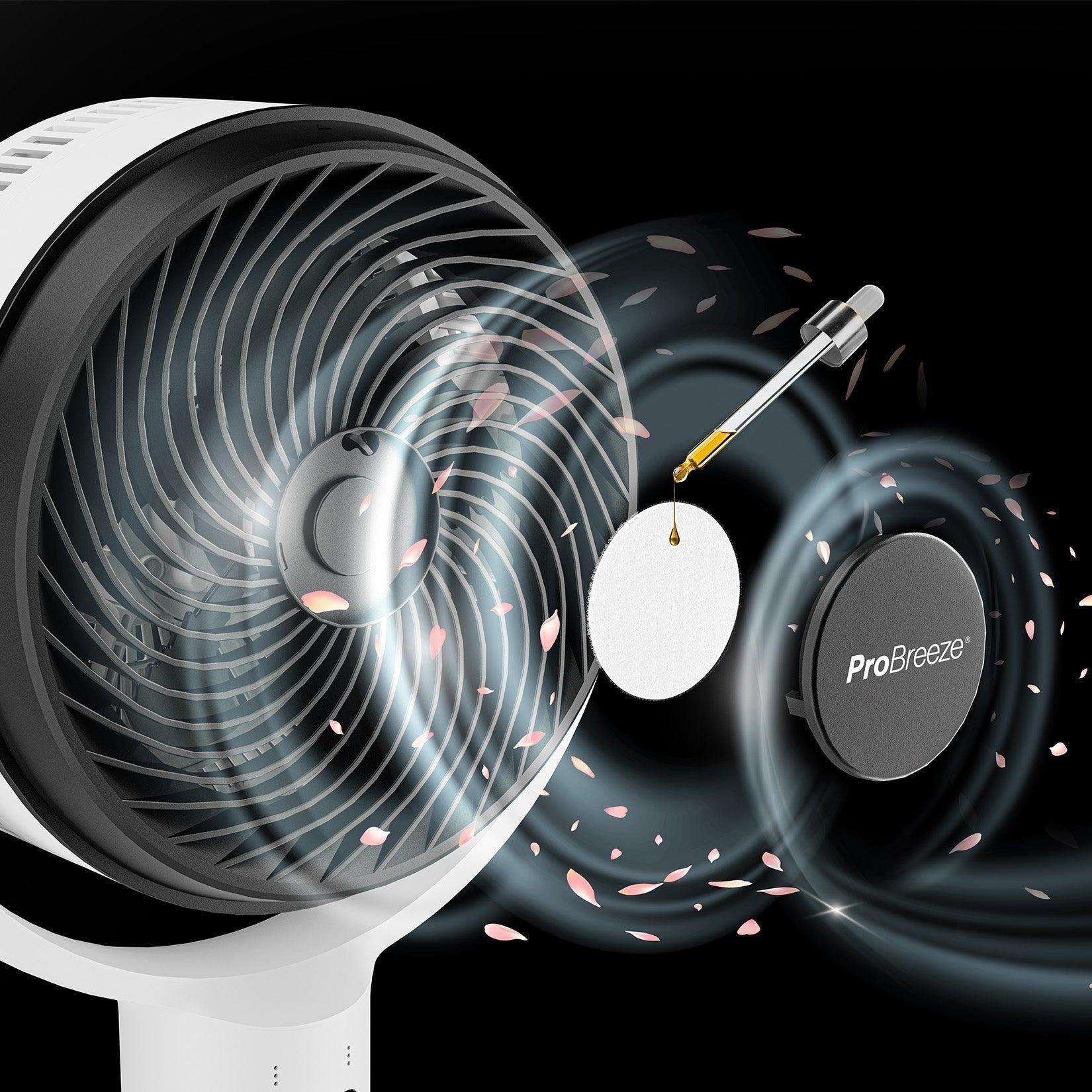 AirFlo™ 43" Smart Hybrid Pedestal Fan - Ultra-Quiet Air Circulator - White/Black