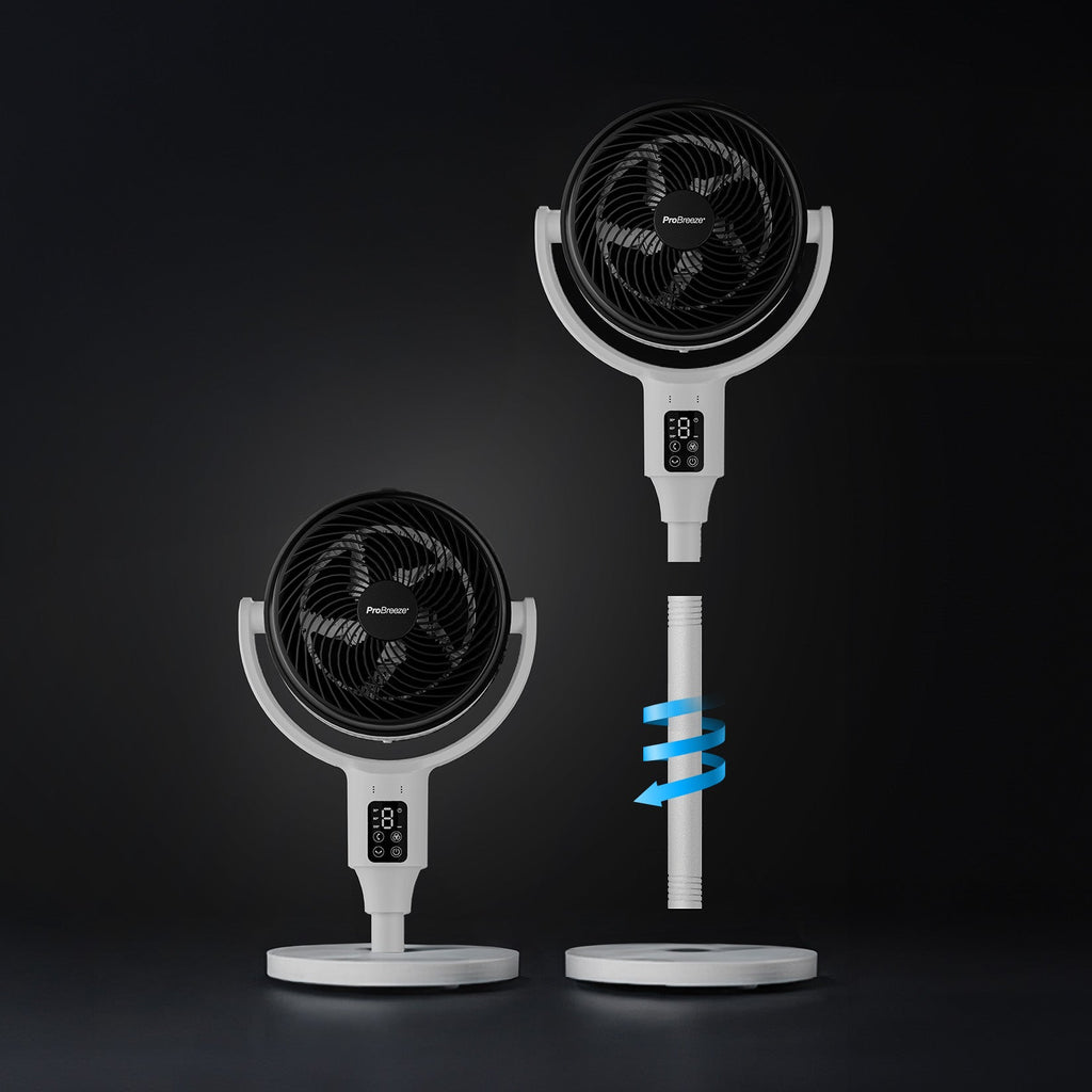 AirFlo™ 43" Smart Hybrid Pedestal Fan - Ultra-Quiet Air Circulator - White/Black