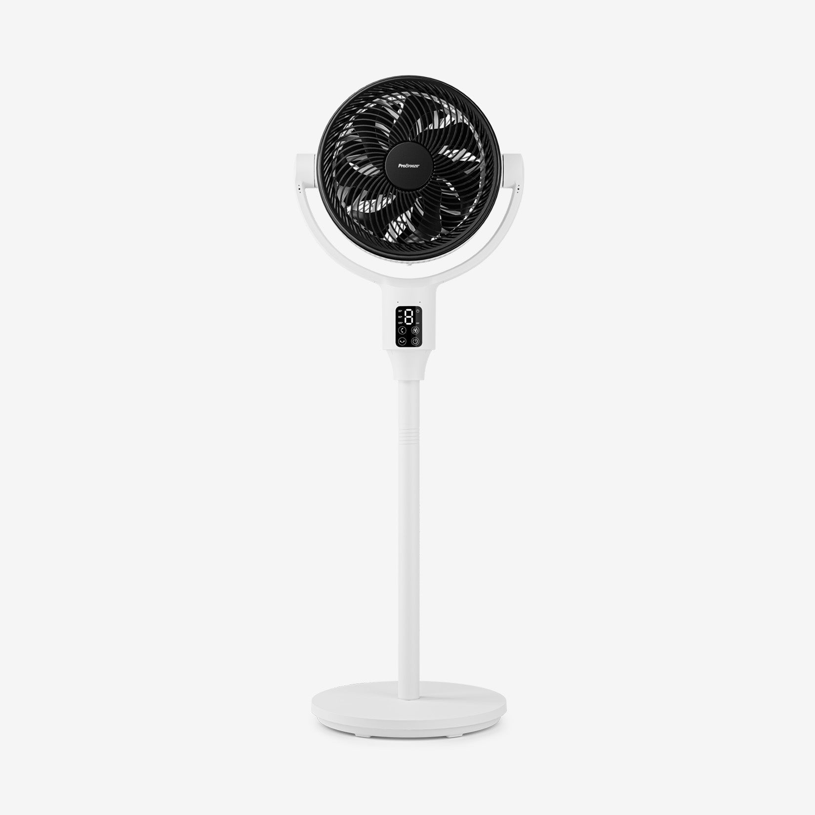 AirFlo Plus™ 44" Hybrid Pedestal Fan - Ultra-Quiet Air Circulator - White/Black