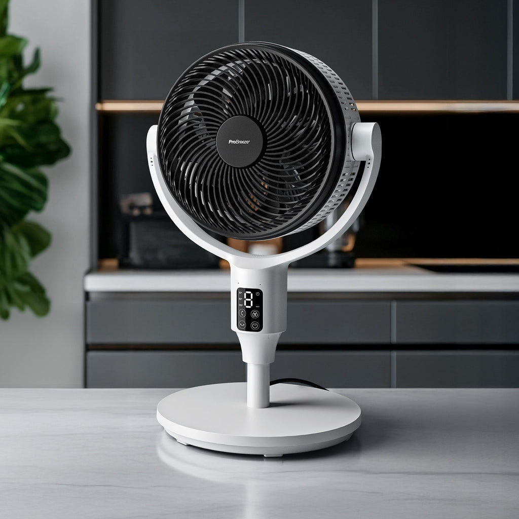 AirFlo Plus™ 44" Smart Hybrid Pedestal Fan - Ultra-Quiet Air Circulator - White/Black