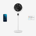 AirFlo Plus™ 44" Smart Hybrid Pedestal Fan - Ultra-Quiet Air Circulator - White/Black