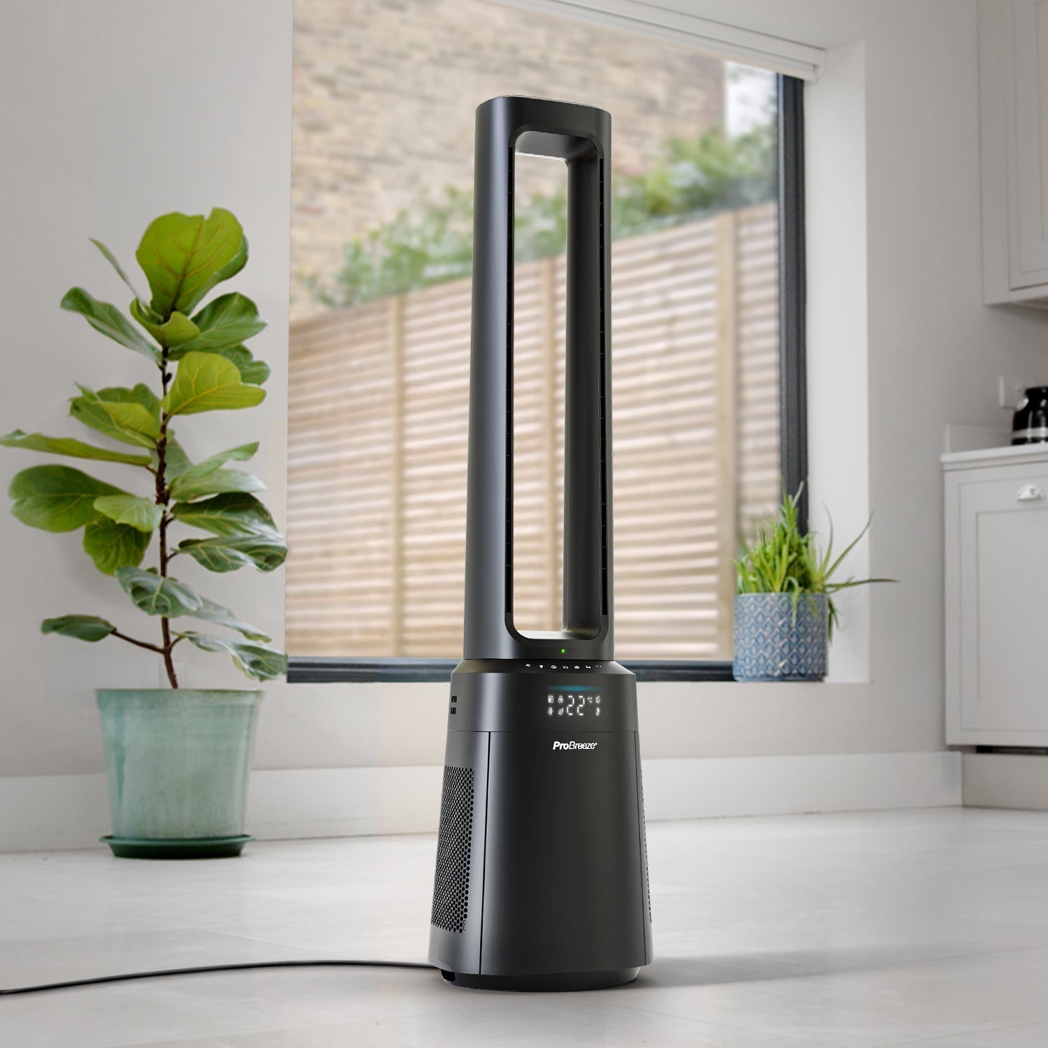 OmniAir 41" Premium Bladeless Tower Fan and Air Purifier - Black